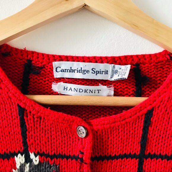 Cambridge Spirit red floral chunky cotton cardigan - Picture 5 of 8